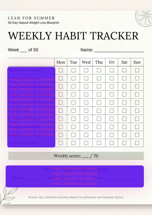 Add the Weekly Habit Tracker — the #1 predictor of finishing all 50 days. +$9.99